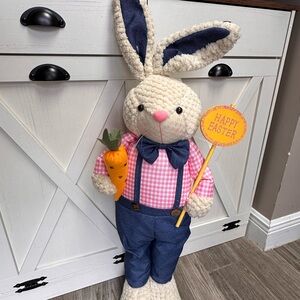 Easter Bunny Plush with Carrot and Sign